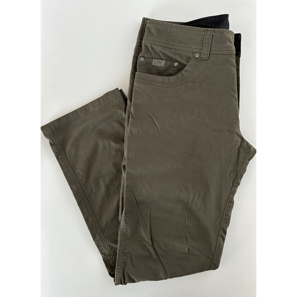Kuhl Mens Kanvus Jean Pants Sz 33x31 Dark Khaki Stretch 5 Pocket Hiking Outdoor